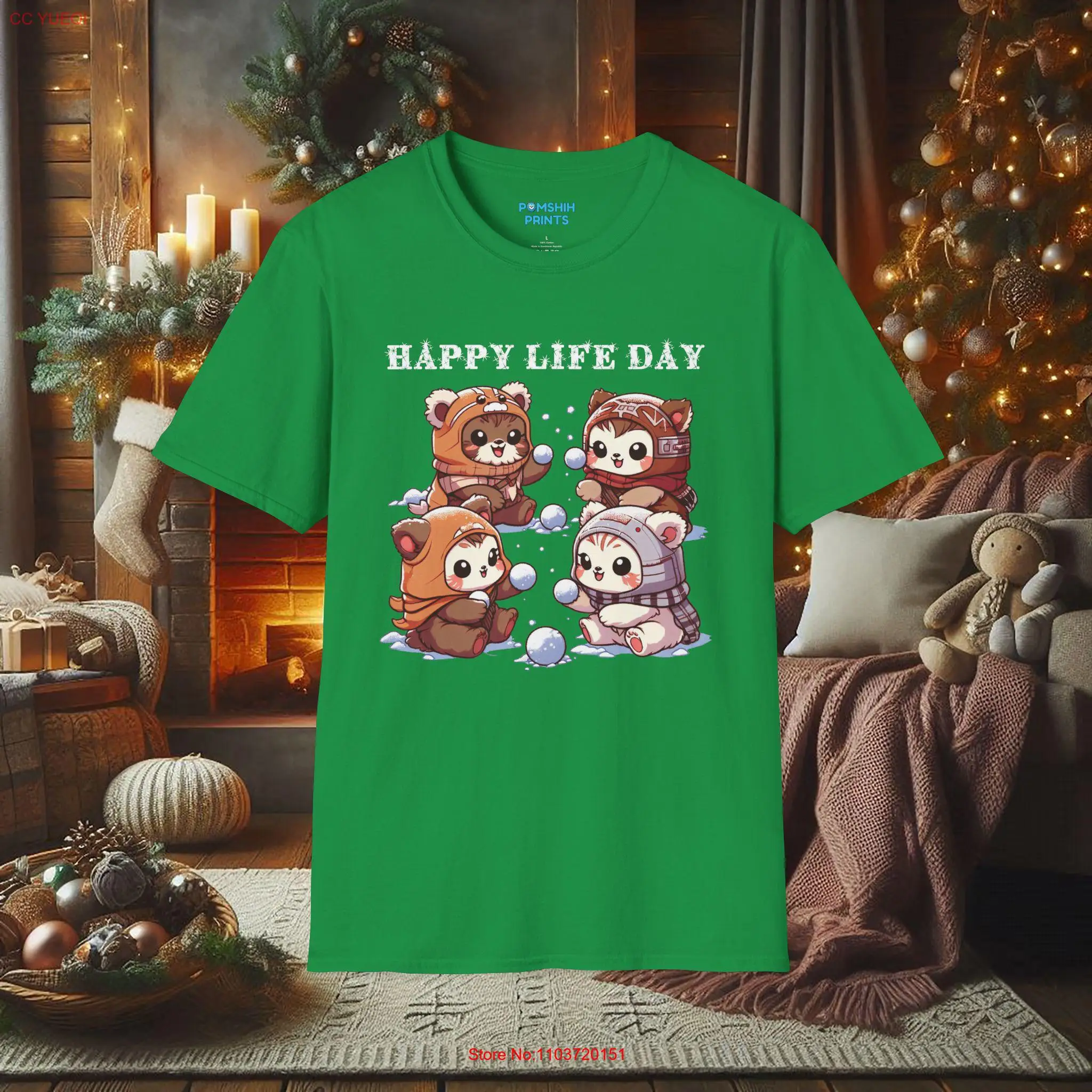Милая рождественская футболка Ewok Life Day с длинными или короткими рукавами