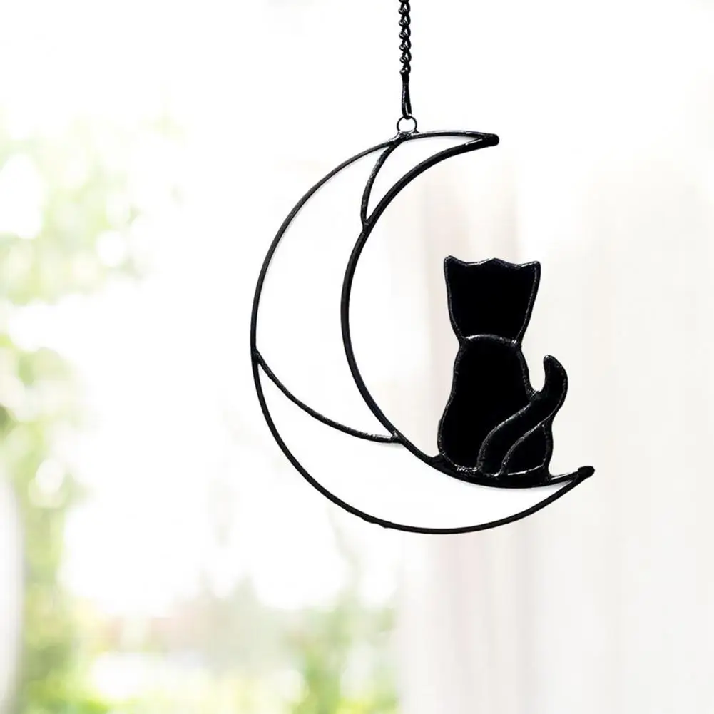 

Chic Cat Moon Pendant Clear Shape Lightweight Car Interior Decoration Pendant Party Decor Cat Catcher Decoration Birthday Gift