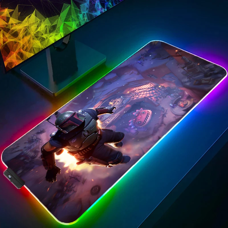 

Gaming Mouse Pad Gamer Boba Fett Star Wars Large Carpet RGB LED Speed Mats Keyboard Mat Pc Accessories Rug Computer Offices Pads