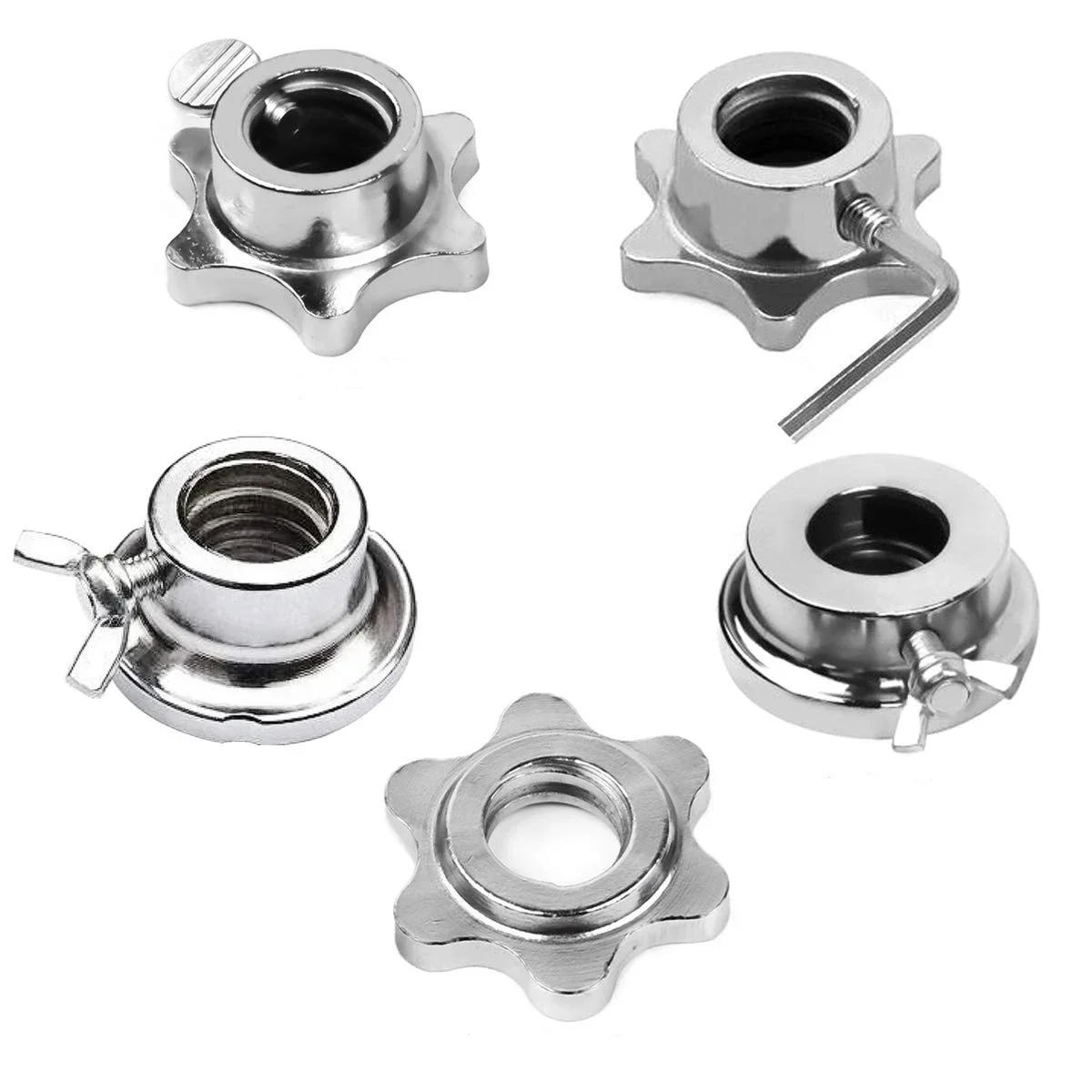 

Steel Dumbbell Lossless Barbell Nut Clamps Double Accessory Weightlifting Spin-lock Hex For Buckle Screw Nut Collars Insurance