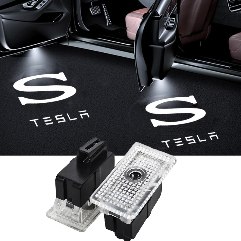 

2PCS Car Decoration LED Door Welcome Shadow Laser Lights for Tesla MODEL X MODEL S MODEL 3 Projector Courtesy Ghost Logo Lamp