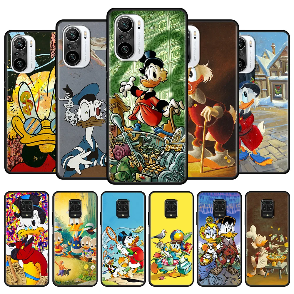 

Silicone Case For Xiaomi Redmi Note 10 8 Pro Max 9S 9T 8 7 Black Coque 8 2021 Shockproof Fitted Fundas Funny Donald Duck