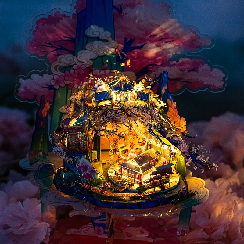 Фото Художественная модель MU, 3D металлический пазл, цветок персика, строительные модели, наборы «сделай сам», 3D лазерная вырезка, сборные головол... №4