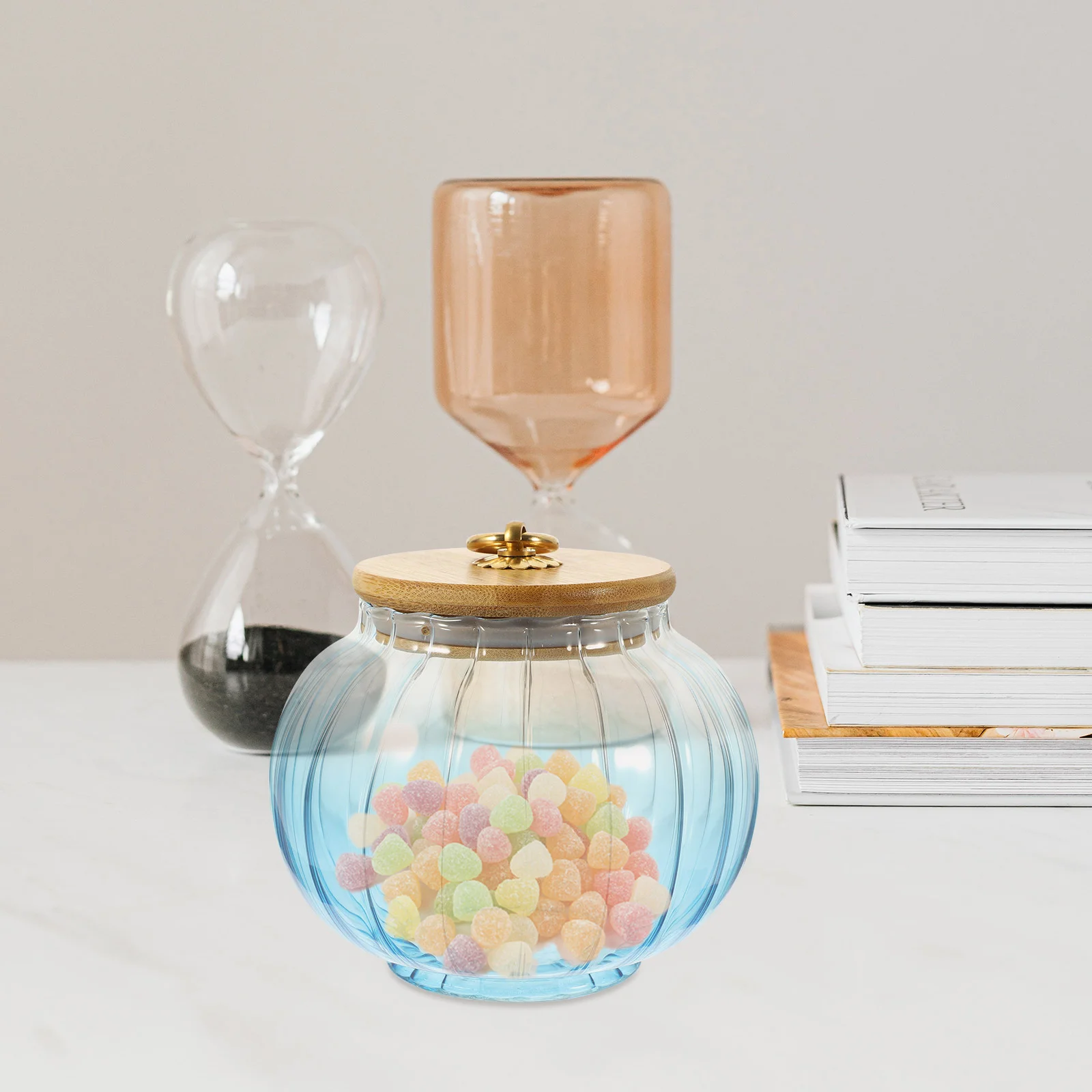 

Glass Pumpkin Candy Jar Coffee Nuts Canister Halloween Candy Bowl Food Snacks Storage Container