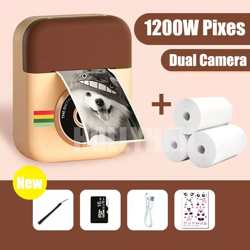 

NEW2023 Kids Toy Instant Print Camera Mini Digital Camera with HD Video Recording Dual Lens Thermal Photo Paper Birthday Gift Bo
