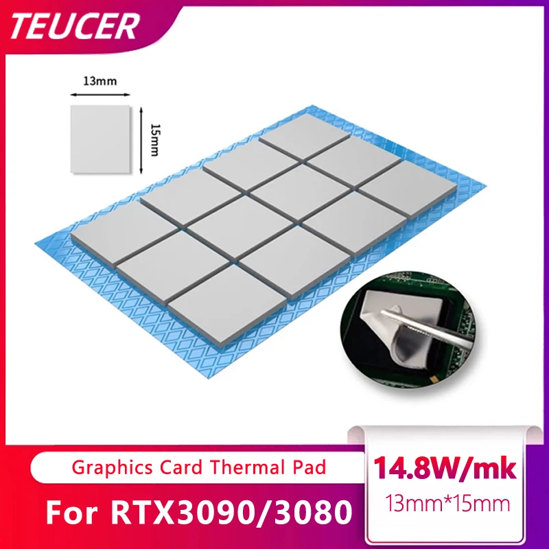 

TEUCER HP800 GPU Cooling Pad 14.8W/MK High performance for 3090/3080 Memory Thermal Grease Pad Integrated Circuit Thermal Pad