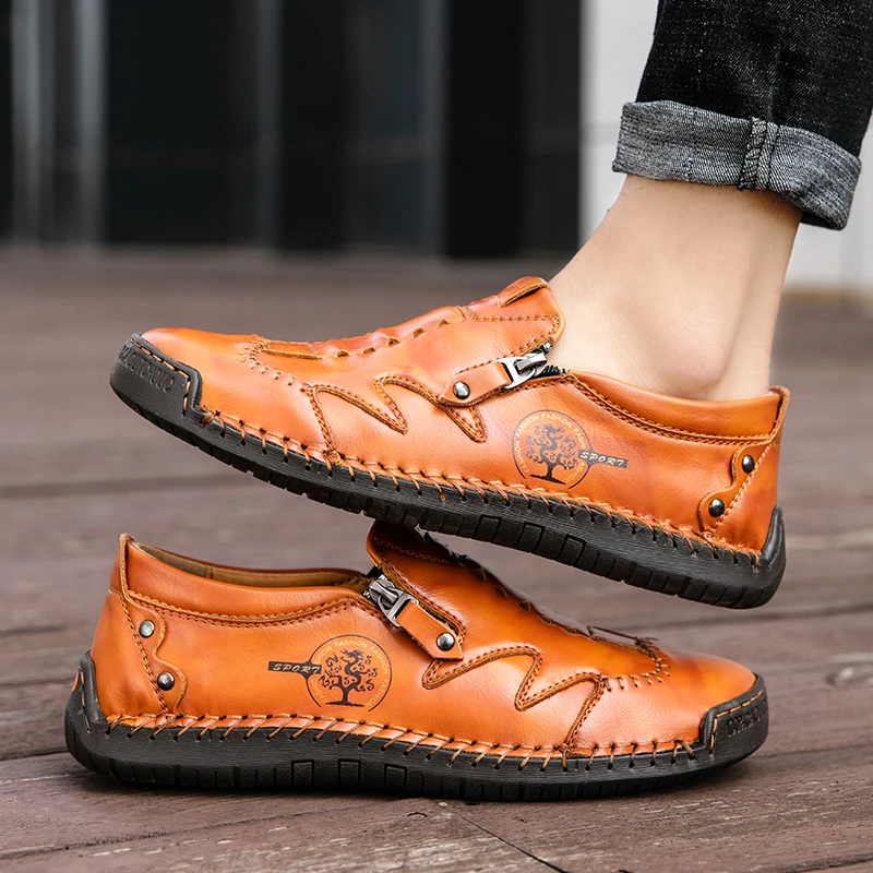 

Men's Genuine Leather Shoes Trend Comfortable Men Shoes outdoor British Fashion Walking Driving Flats Classic Trekking Footwear