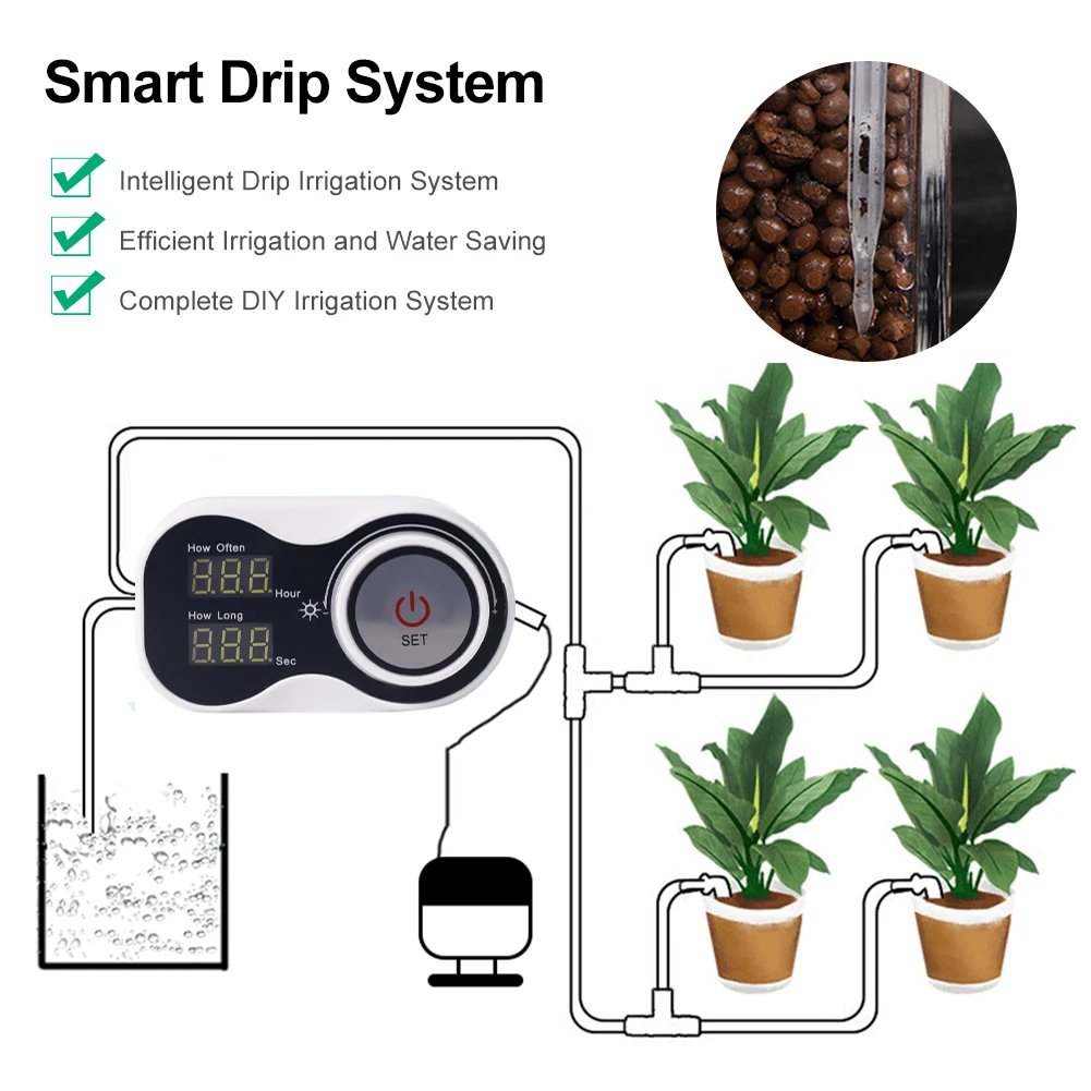 

Automatic Watering System Drip Irrigation Device with Timer for 10 or 15 Indoor Potted Plant Self Watering Device Controller Kit
