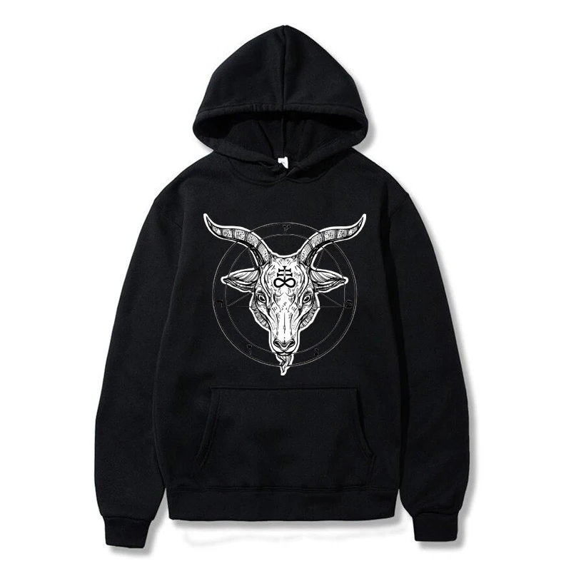 

Pentagram Gothic Occult Satan Print Sweatshirts Men Casual Hoody Hip Hop Winter Streetwear Loose Warm Clothing Fashion Hoodies