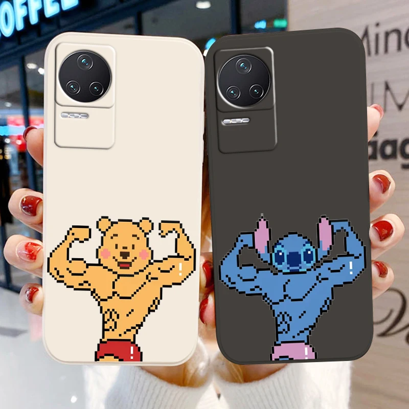 

Funny Muscle Winnie Mickey Stitch For Xiaomi Redmi K50 K40 Gaming K30 K30S 10 10C 10X 9A 9 9T 9C 9AT 5G Liquid Rope Phone Case