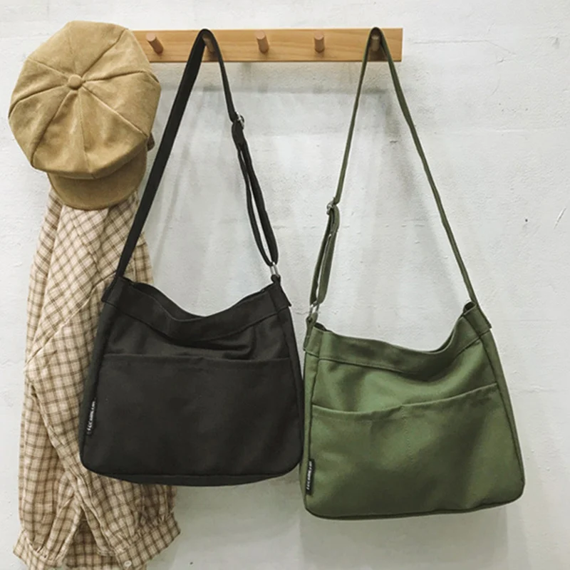

New Arrival Shoulder Bags for Women Casual Crossbody Bag Purse Solid Color Canvas Messenger Handbag Bolsa Feminina