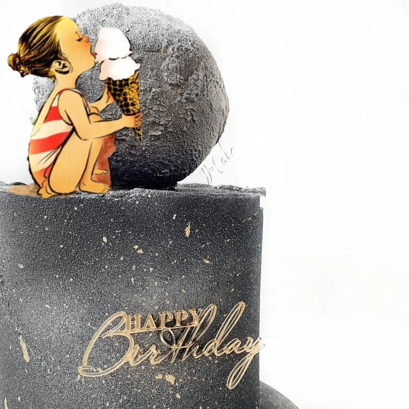 

ins Simple design Happy Birthday Cake Toppers Gold Acrylic DIY birthday party Cupcake toppers For Baby Shower Dessert decoration