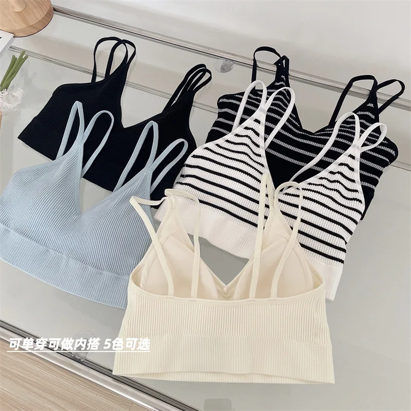 Striped Tank Bra Bra Up Sexy Sexy Summer Outdoor Fashion Sports Female Up Lingerie Push Tube Top Women's Girls Tops Top Cotton