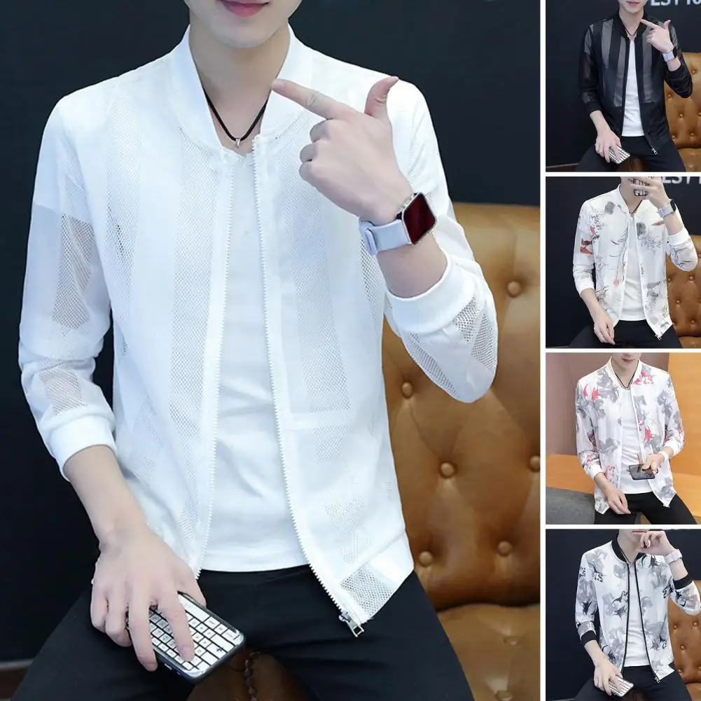 

Male Popular Animal Pattern Zipper Jacket Coat Summer Sun Protection Coat Wolf Pattern for Outdoor