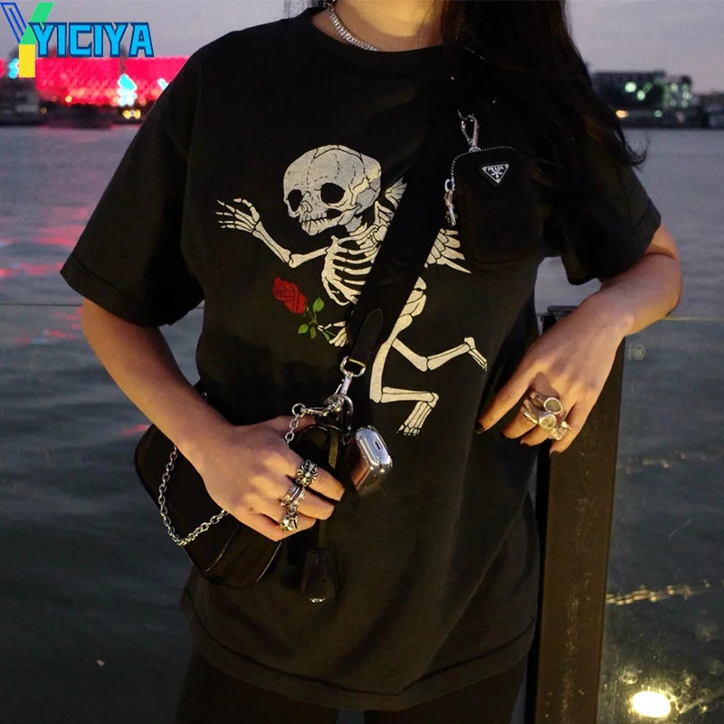 

YICIYA Women Print Oversized T Shirt Short Sleeve Summer Harajuku T-shirt Hip-hop Streetwear Tops Girl Women T-shirt Y2k Top
