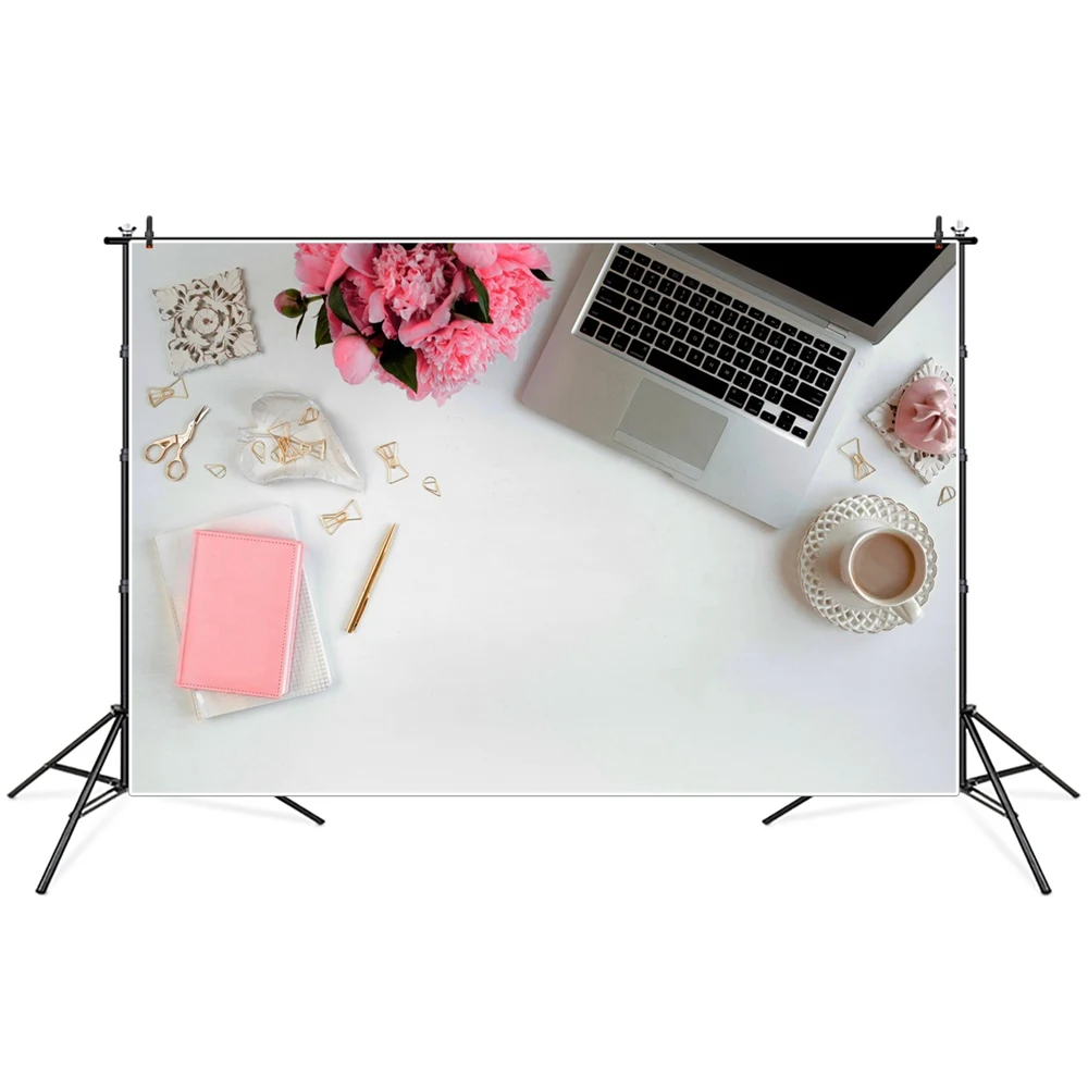

Flowers Notebook Keyboard Coffee Table Scene Photography Backgrounds Photozone Photocall Photographic Backdrops For Photo Studio