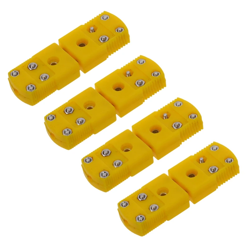 

4X Yellow Plastic Shell K Type Thermocouple Plug Socket Connector Set