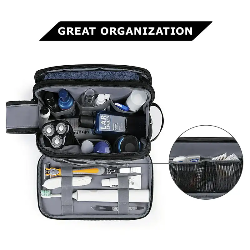 Luxurious Water-resistant Travel Toiletry Bag Dopp Kit for Women Men, Stylish Black Toiletry Bag Perfect for All Toiletries Acce