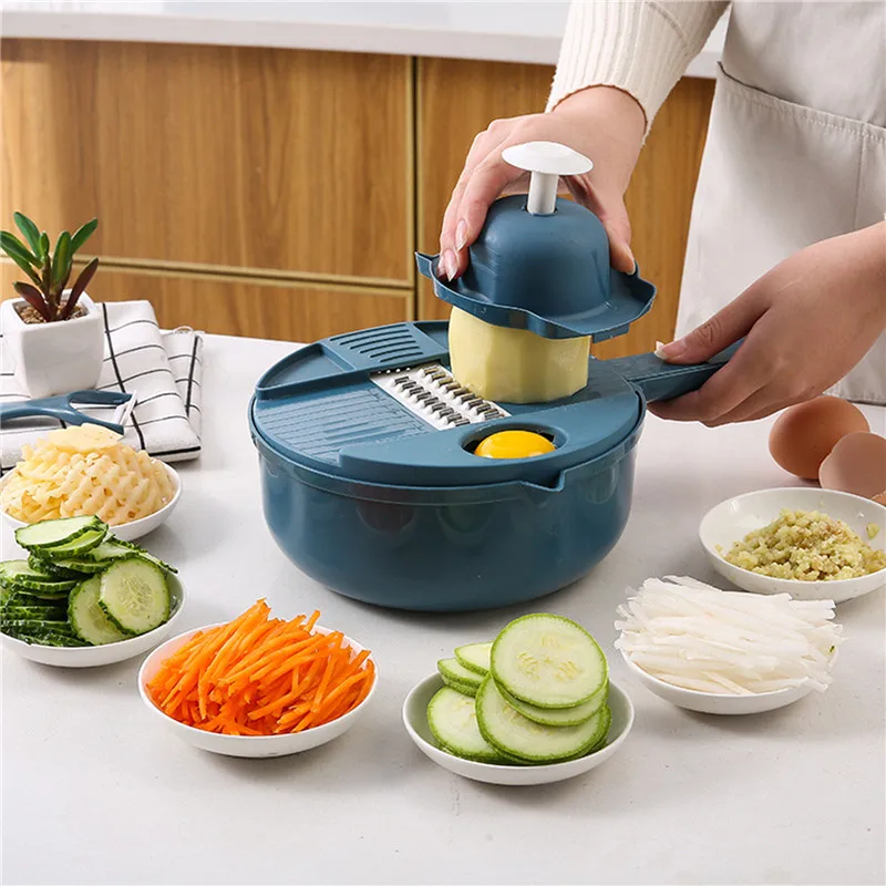 

12 In 1 Multi-Function Vegetable Chopper Carrots Potatoes Manually Cut Shred Slicer Radish Grater Kitchen Tools Vegetable Cutter