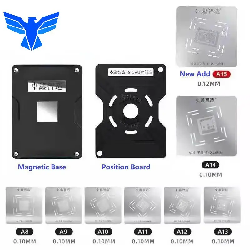 

8in1 Xzz Xinzhizao A8 A9 A10 A11 A12 A13 A14 A15 Cpu Bga Reballing Kit For Iphone 6 6s 7 X 11 12 13 Repair Multipurpose Fixture