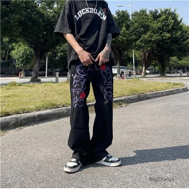 

Джинсы мужские прямые с вышивкой в стиле хип-хоп