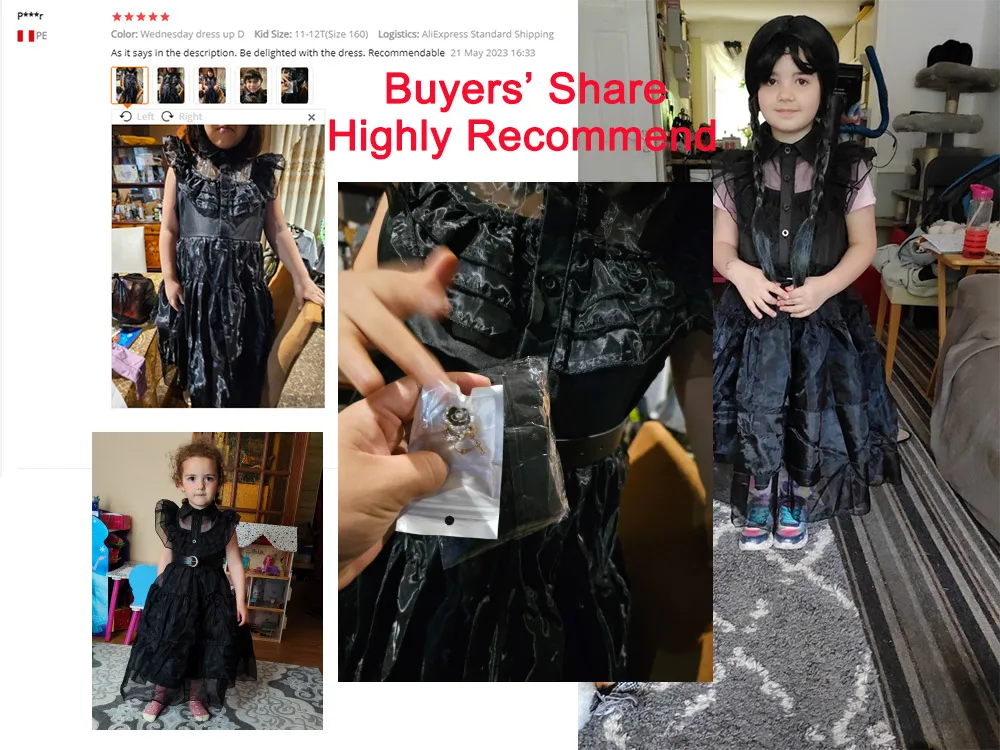 Vintage Tulle Party Dress for Girls Multi Layers Gothic Costume Kid Teen Wednesdays Addams Dance Vestidos Halloween Cosplay Robe images - 6