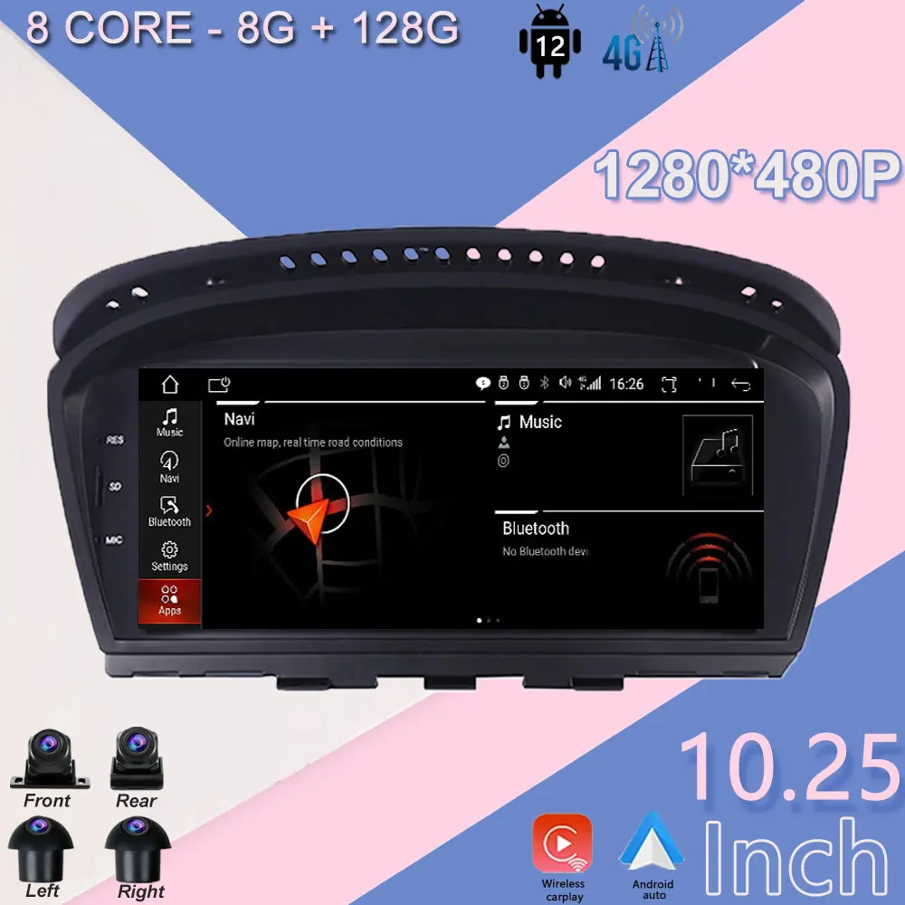 

Автомобильный экран 10,25 дюйма IPS для BMW E60 E61 CCC CIC Система Android 12 Беспроводной Автомобильный плеер для Carplay мультимедийная навигация