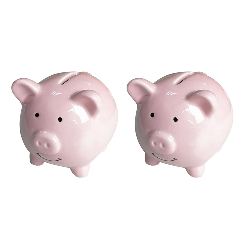 

2X Ceramic Keepsake Piggy Bank, Pink