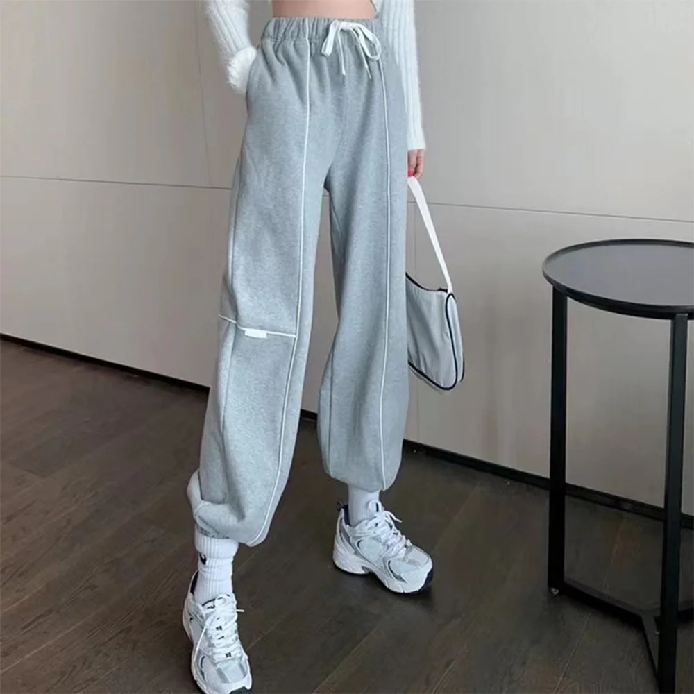 

Autumn and Winter Net Red Fried Street Small Crowd Design Sense Contrast Color Bright Line Leggings Wear High Waist Casual Pants