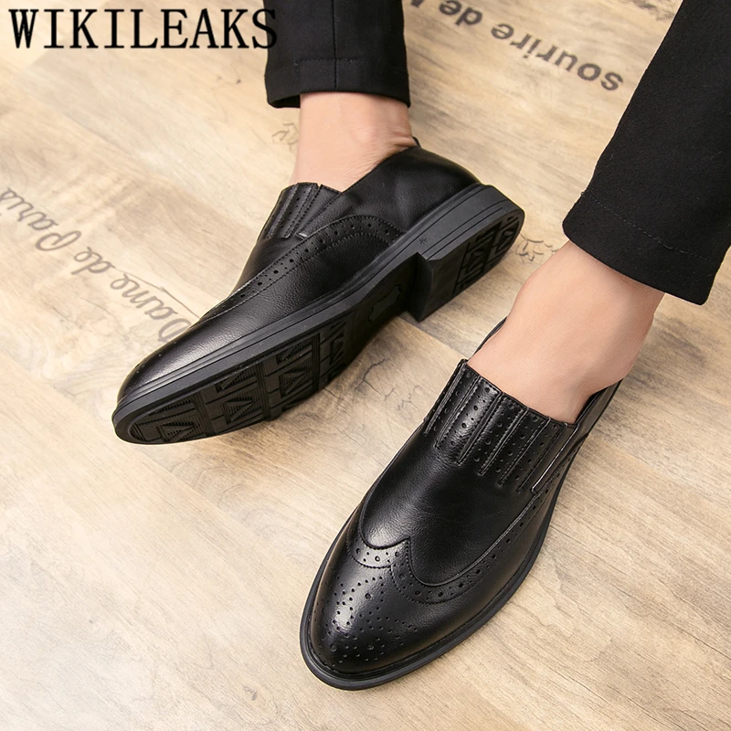 

Туфли-Броги мужские классические, итальянские брендовые официальные туфли, Офисная Классическая кожаная обувь, элегантные Sepatu, без застежк...