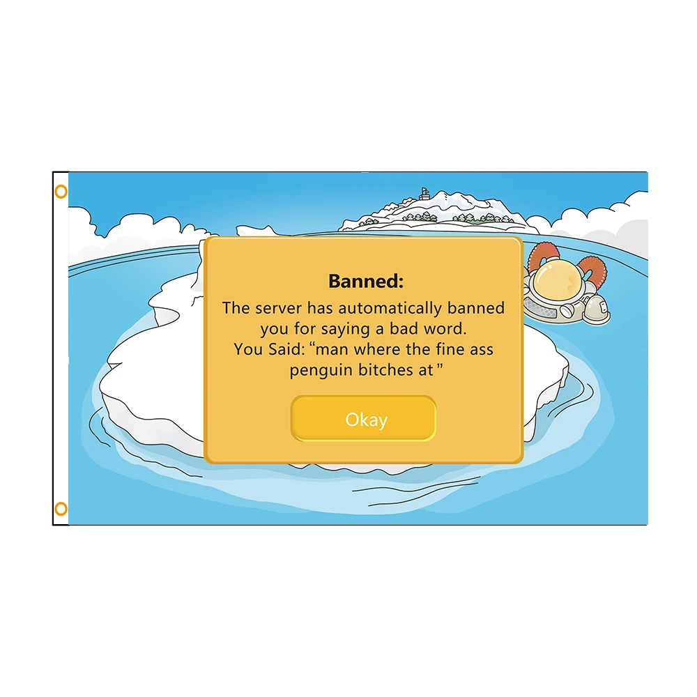 

90x150 см 3x5 футов сервер автоматически запрещен «человек, где биты пингвина мелкой попки на» флаг, украшение баннера