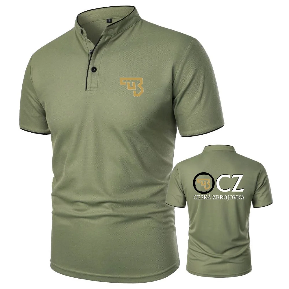 Мужская рубашка-поло с коротким рукавом фианитом