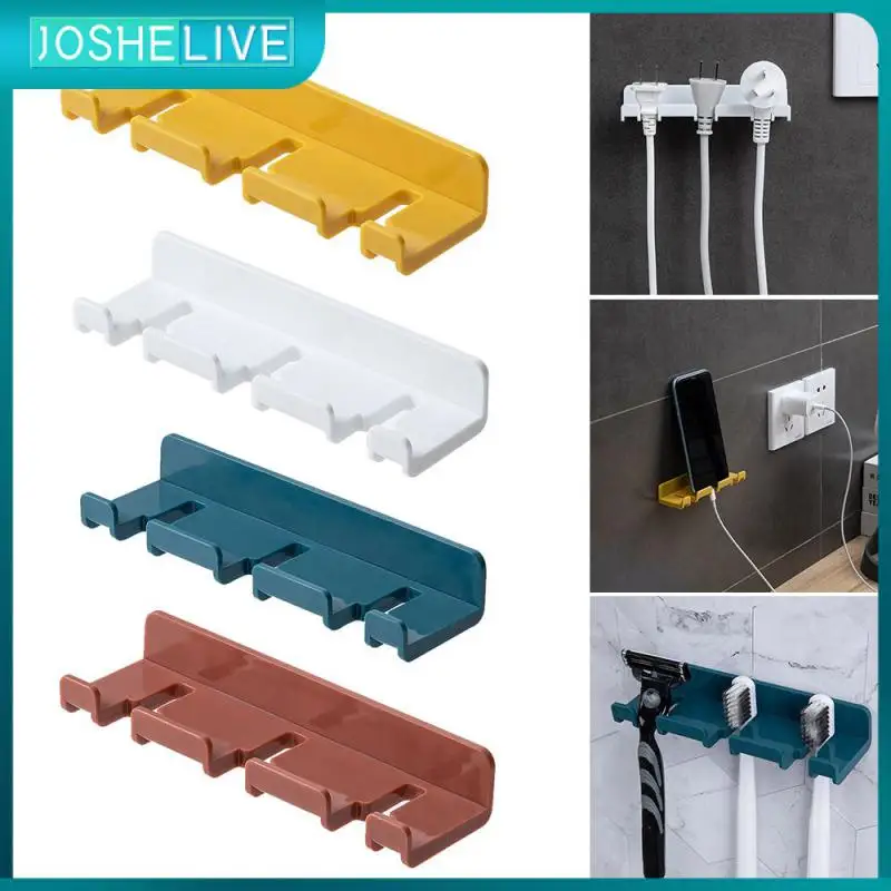 

Abs Toothbrush Holder Wall Mount Strong Paste Toothbrush Storage Rack 1pcs Bathroom Accessories Toilet Stick Hooks Free Punching