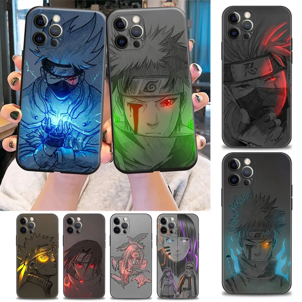

Phone Case for iPhone 11 12 13 Pro Max 7 8 SE XR XS Max 5 5s 6 6s Plus Case Fundas Coque Naruto Yellow Blue Red Light Art Pain