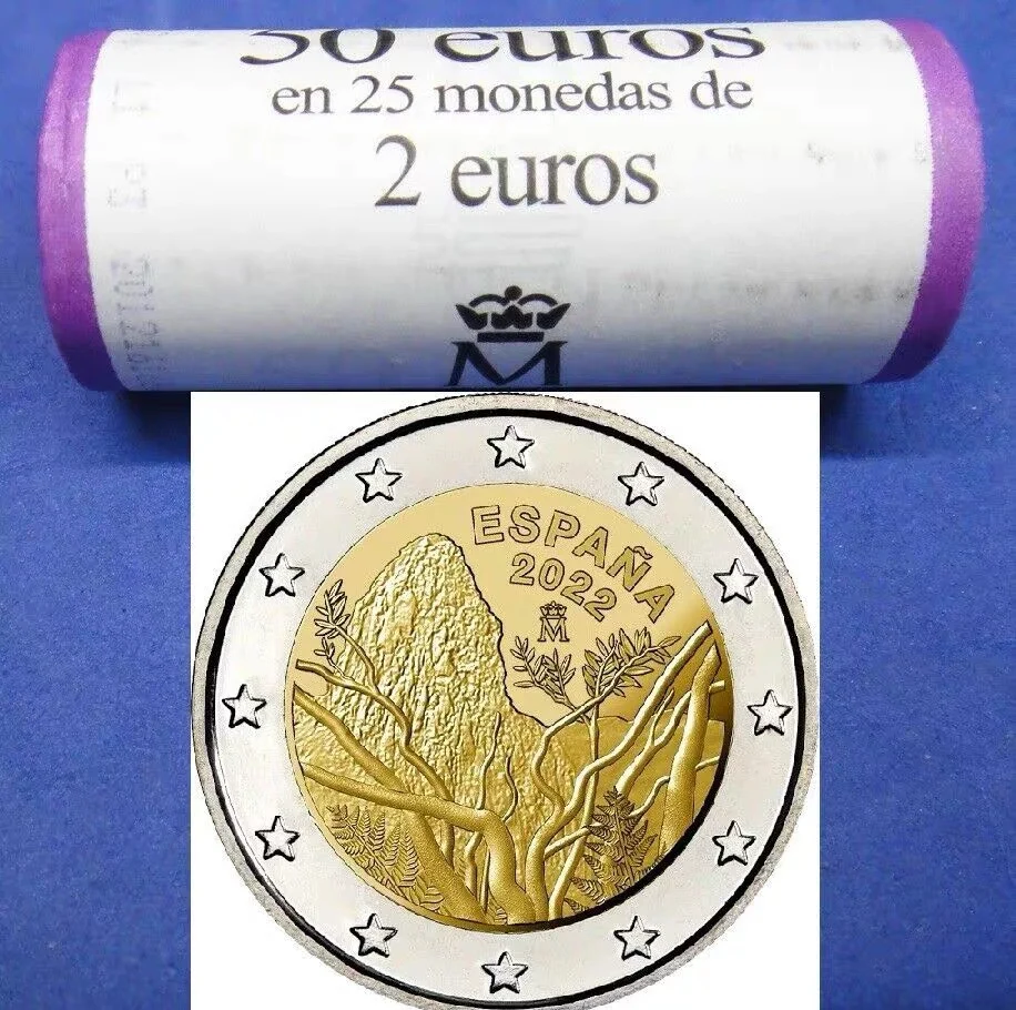 

1 шт., биметаллическая монета для национального парка галахоне Испании 2022, 2 евро, новинка, 100% оригинал UNC