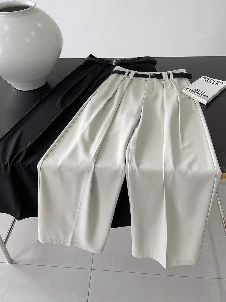Весенние новые женские Костюмные брюки корейские модные однотонные широкие с