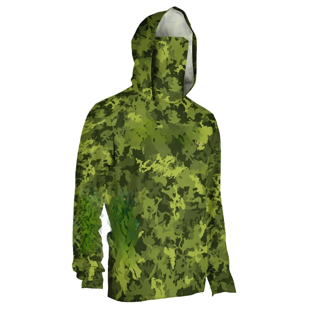 Мужская камуфляжная футболка с длинным рукавом капюшоном