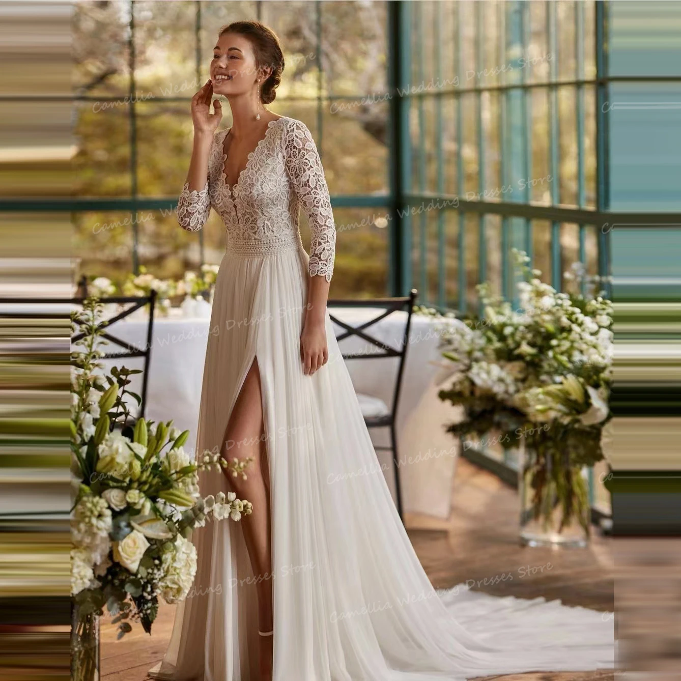 Женское платье-Русалка с длинным рукавом классическое свадебное платье в