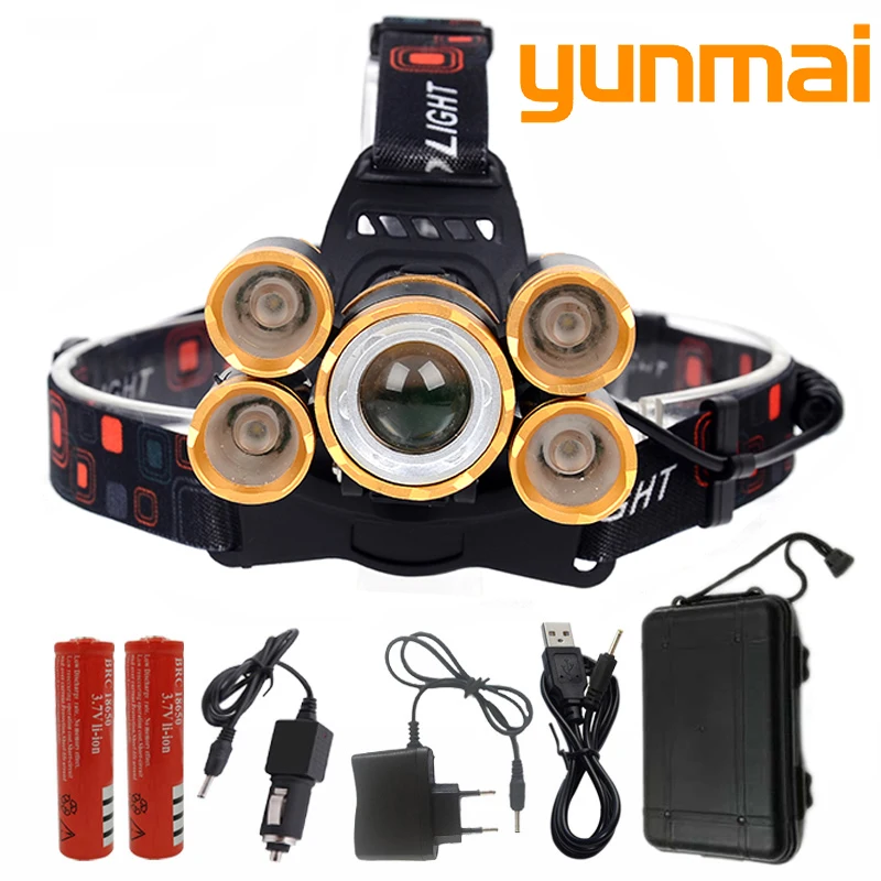 

CREE 5 LED Headlamp XM-L T6 Headlight 15000 lumens LED Headlamp Camp Hike Emergency Light Fishing hunting Outdoor