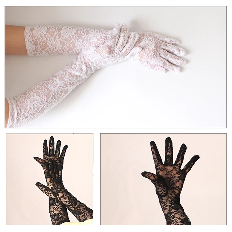 

Sexy Print Tulle Lace Gloves Elastic Gloves Bride Long-sleeve Gloves Mesh Liturgy Gloves Summer Dress Mittens Accessories Girls