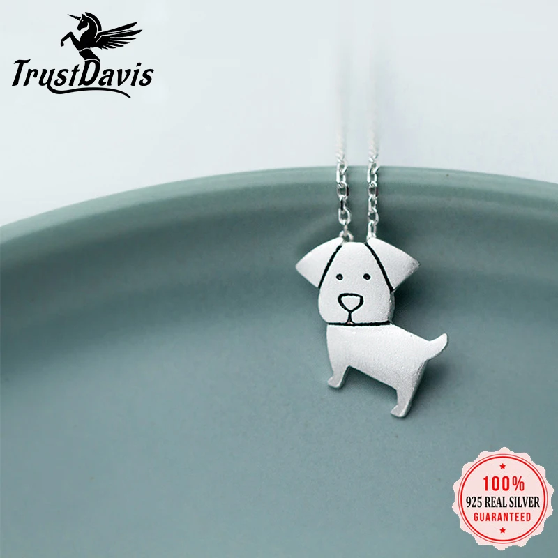 

Trustdavis 100% Серебро 925 пробы, милый кулон с животным-собакой, короткое ожерелье до ключицы для женщин, девушек, дам, оптовая продажа, подарки DS1005