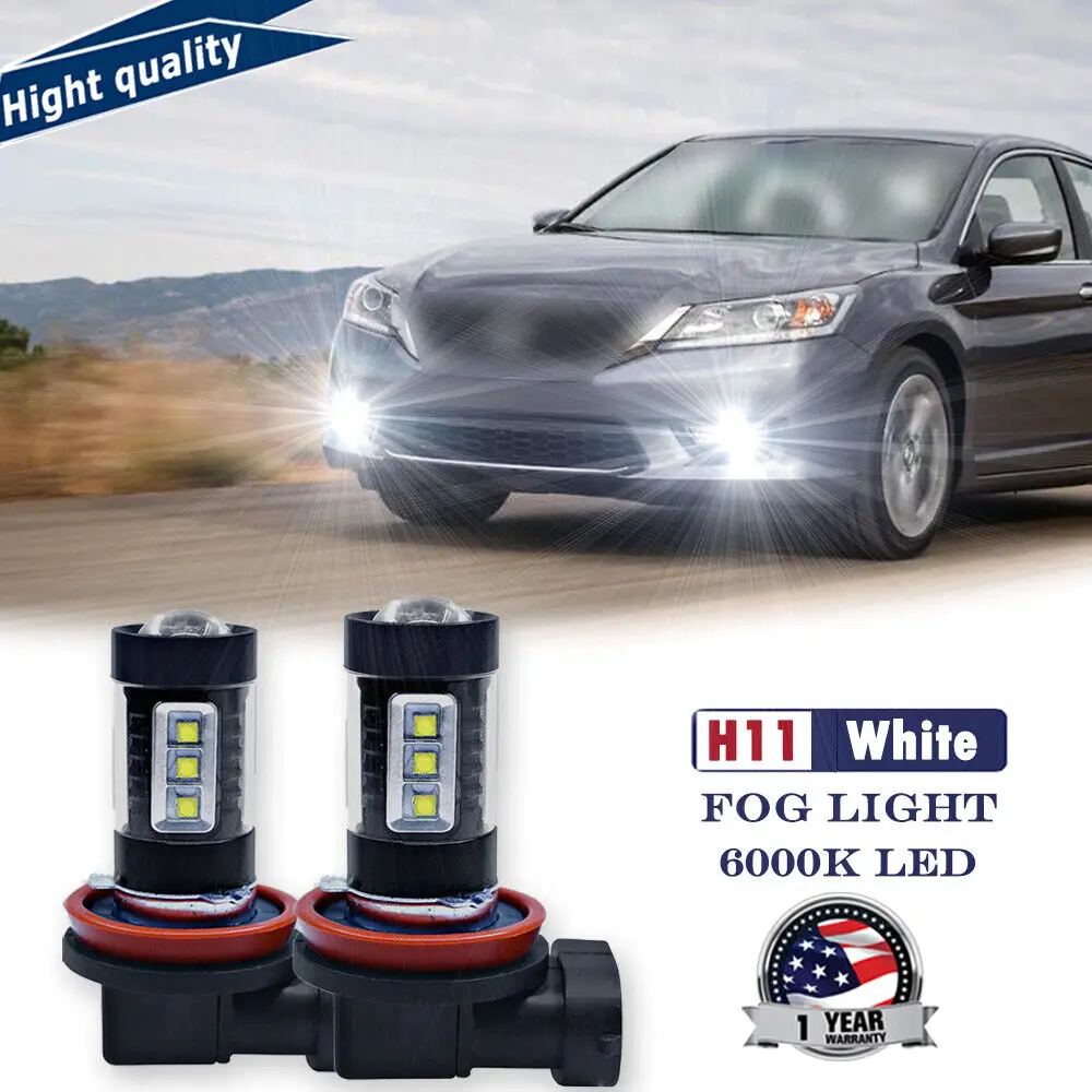2x 80W Bright White LED Fog Lights H11 H8 For Honda Accord 2006-15 Civic 2006-19