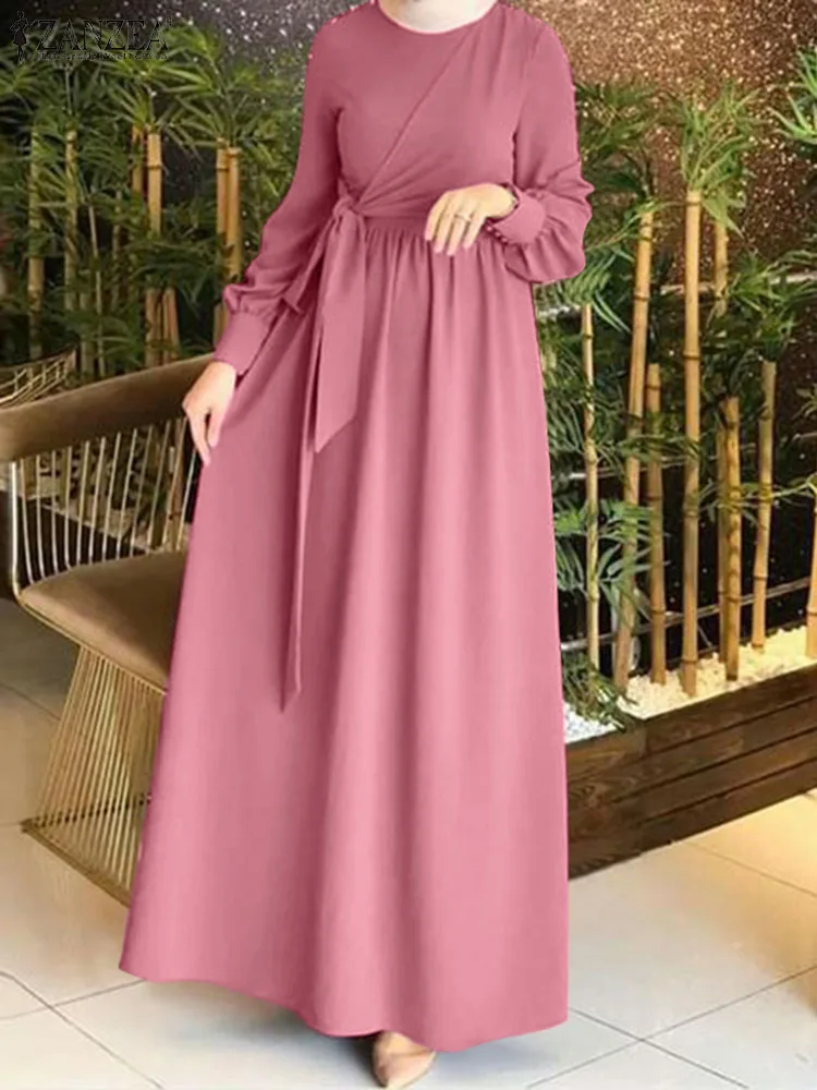

Autumn Long Sleeve Casual Muslim Dress Robe ZANZEA Women Muslim Ramadan Turkey Sundress Femme Kaftan Dubai Abayas Maxi Vestidos