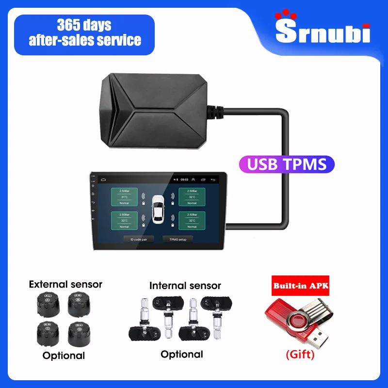 Система контроля давления в шинах Srnubi система с внешними и внутренними TPMS