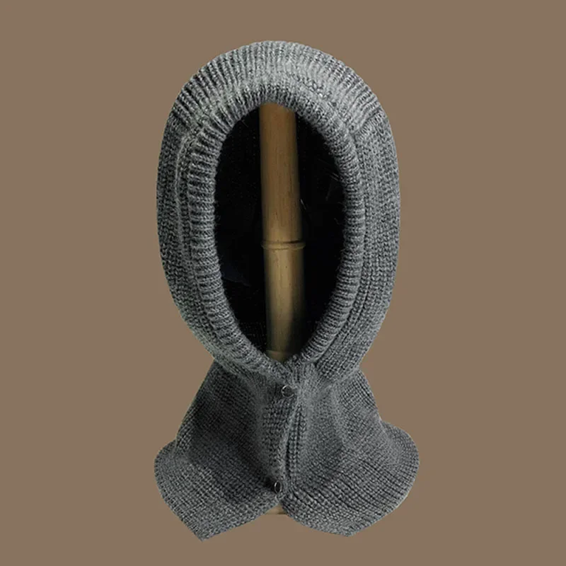 

Y2k Unisex Hooded Hat Neck Collar Scarf Cap For Men Korean Knitted Balaclava Hats Winter Wool Caps Warmer Women Ski Beanie Hats