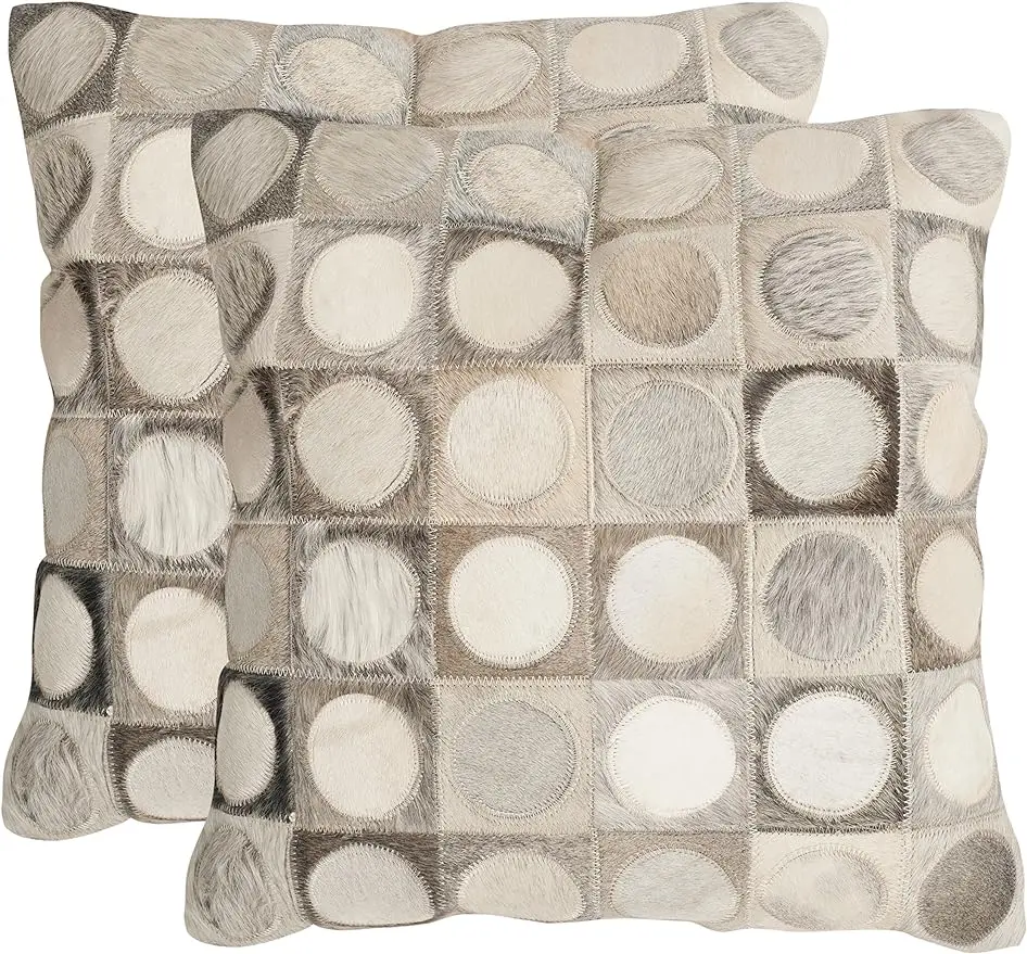 Меховая подушка Delavalle 50x50 см в стиле пэчворк коллекция диванных подушек кожаный