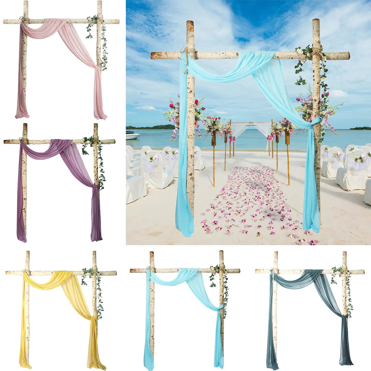 

Wedding Arch Drape 20FT Sheer Tulle Backdrop Curtain White Wedding Arch Drapes Fabric Soft and Smooth Backdrop Curtain for