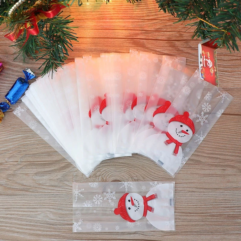 

10/20/50pcs Merry Christmas Gifts Bags Baking Packaging Bags Cartoon Christmas Santa Claus Snowman Snack Candy Cookies Bag