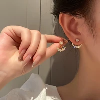 romantic shiny moon stars stud earrings for women gold cubic zirconia piercing earrings wedding party statement girl jewelry