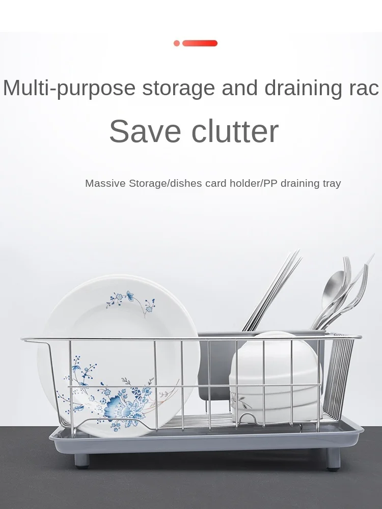 

Kitchen Dish Rack Draining Dish Rack Storage Rack Household 304 Stainless Steel Sink Tableware Rack